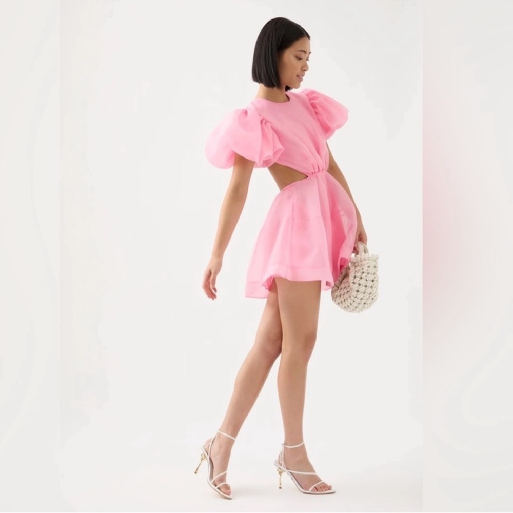 Aje Simplicity Ruffle Sleeve Cut Out Backless dress AU14